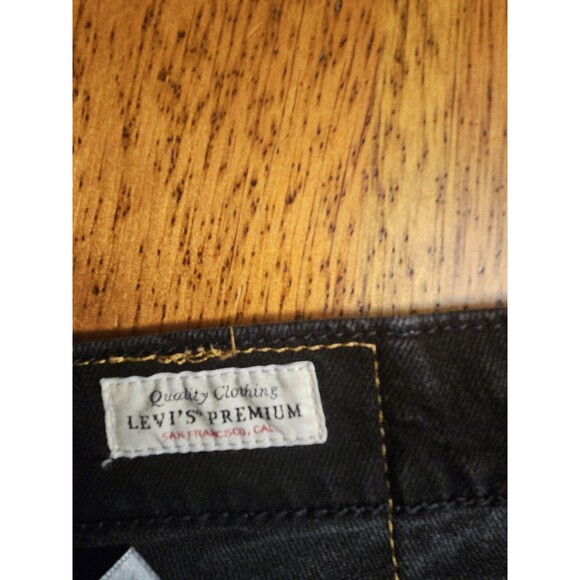 Levis Jeans Mens 34x32 Lot 514 Big E Leather Tab Premium Black Denim - Picture 6 of 11